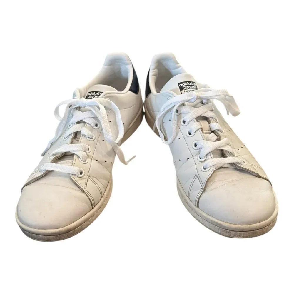 Adidas Stan Smith White Collegiate Navy Leather Men's Tennis Shoes Sneakers 6.5
